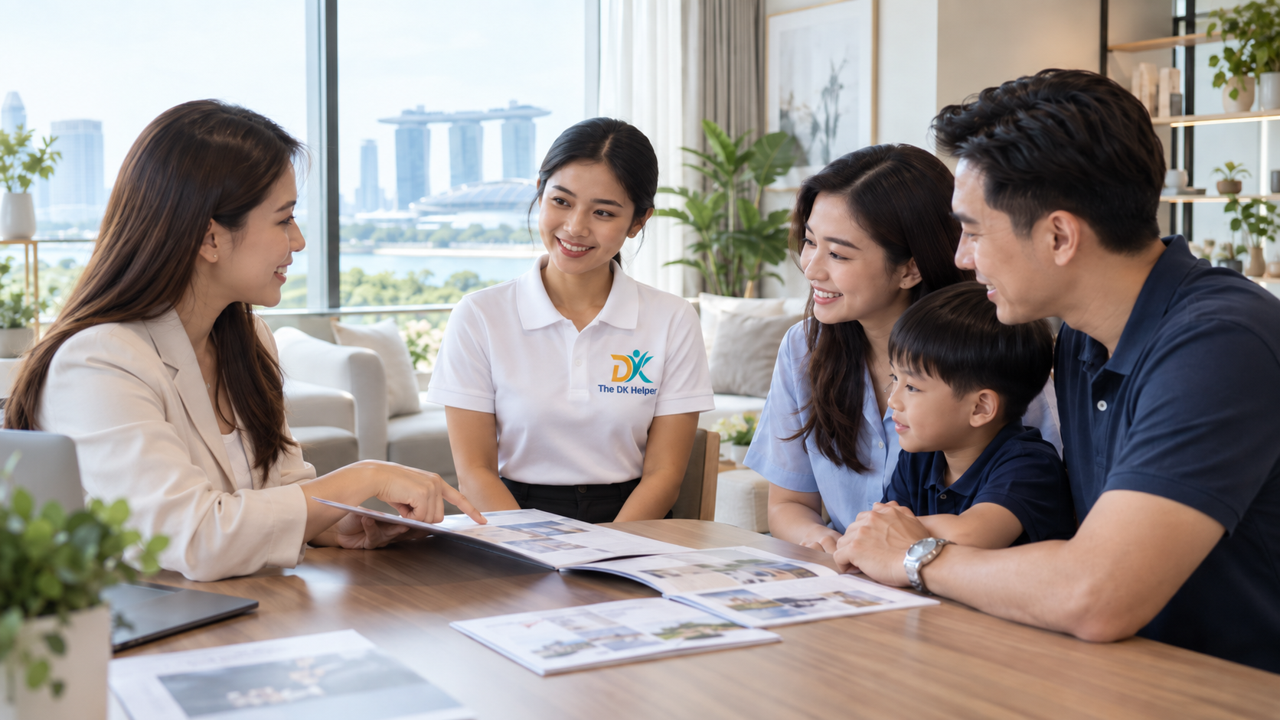 Singapore family comparing trusted Myanmar maid agencies before hiring a Myanmar domestic helper in 202